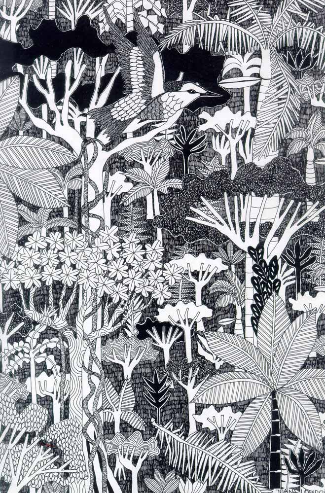 ilustración de bosque húmedo